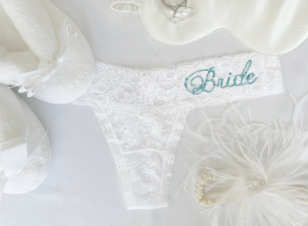 Wifey Lace Wedding Thong, Bridal Thong, Wifey Underwear, White Lace  Underwear for Bride to Be, Bedazzled Lace Bride Thong, Wedding Day Thong 