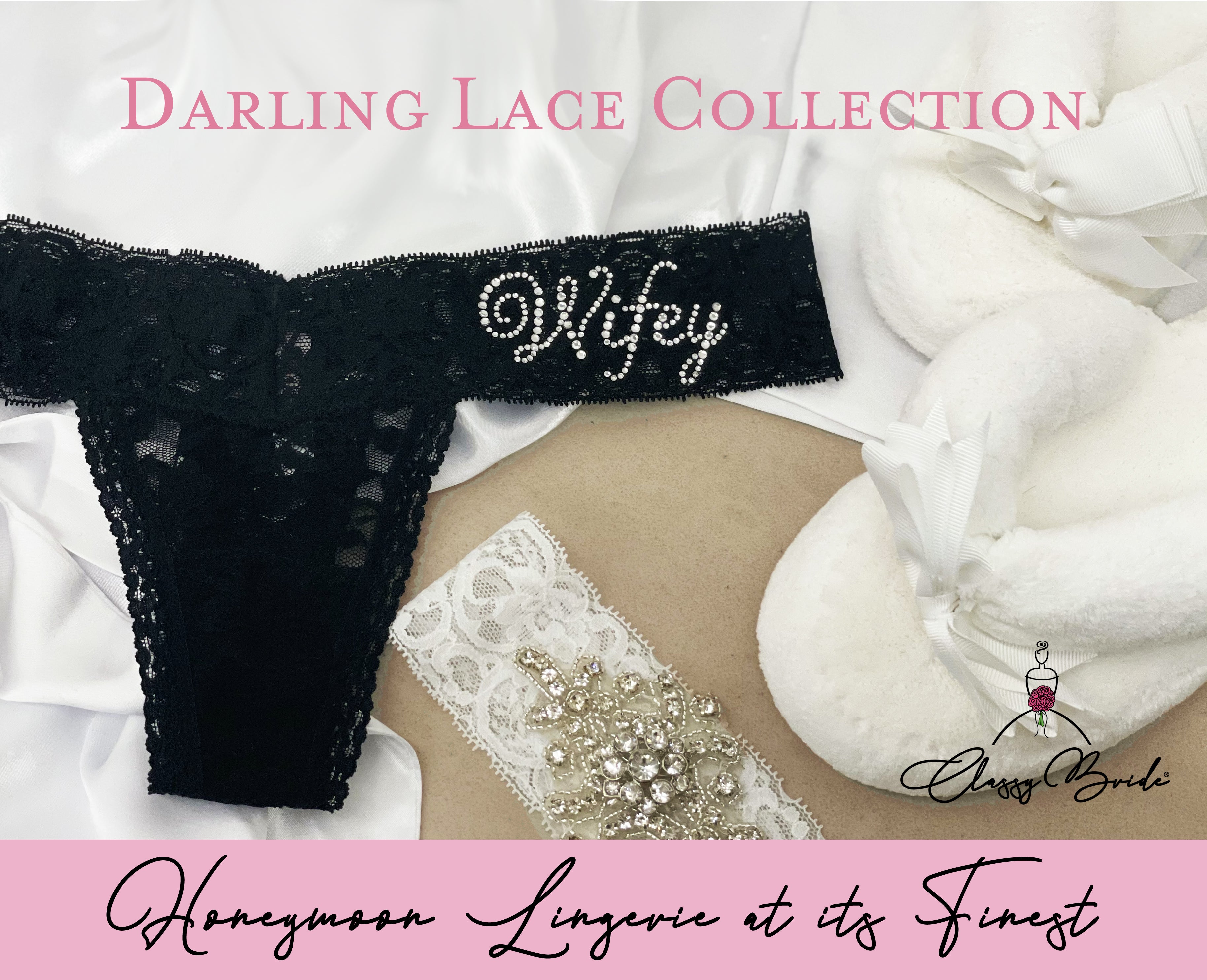 Wifey Darling Lace Bridal Thong Honeymoon Collection Classy Bride 