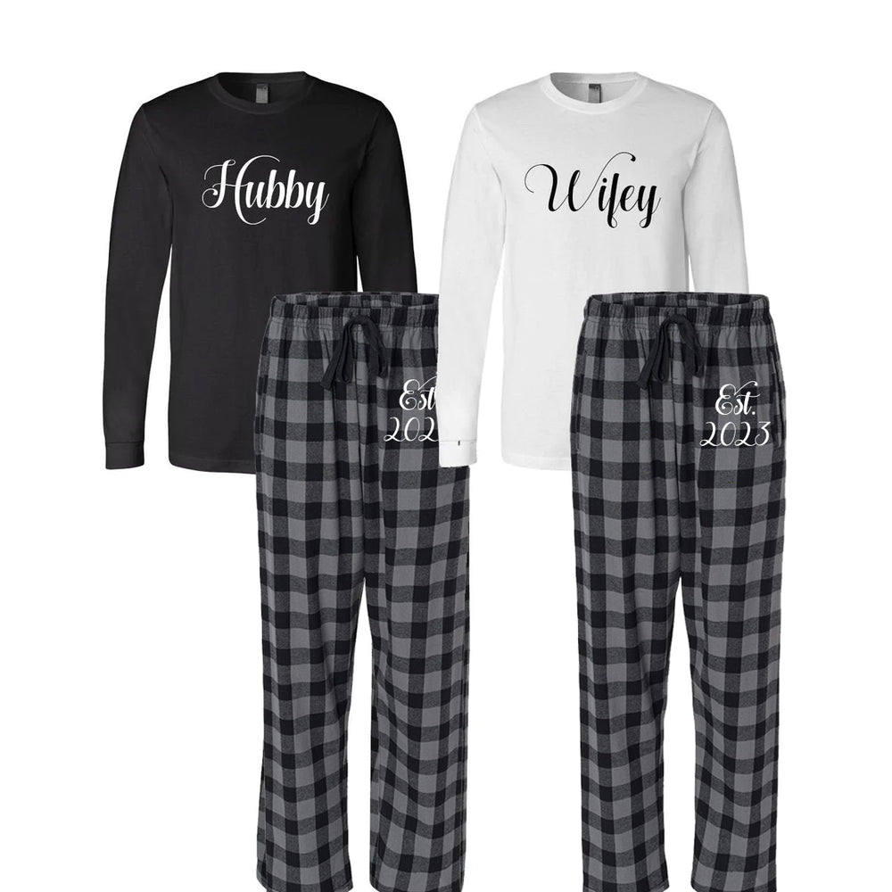 Wifey And Hubby Pajamas Ts For The Couple Bride And Groom Pajamas Classy Bride