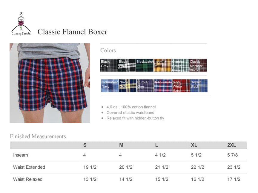 Groom Flannel Boxers, Groom Gifts, Groom Underwear – Classy Bride